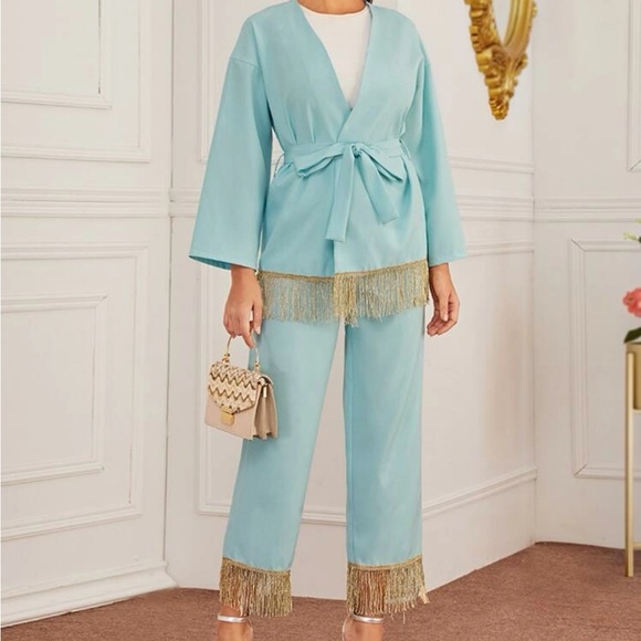 Blue set with blazer and pants - Picture 1 of 8